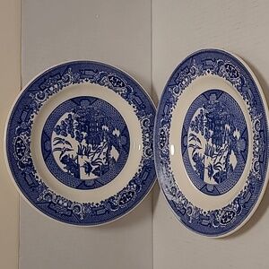 Pair of Vintage Blue Willow Ware Plates